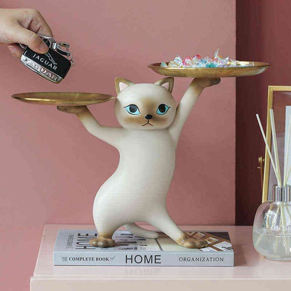 Figurines décoratives transportant cercueil chat Figurine décor de chambre décor à la maison Statue d'animal boîte de rangement Miniature à la main décoration de la maison cadeau créatif