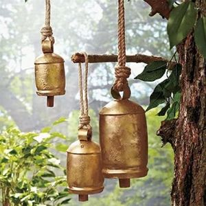 Figurines décoratives en fonte, cloches de vache suspendues de 3 carillons éoliens rustiques et relaxants pour jardin d'harmonie