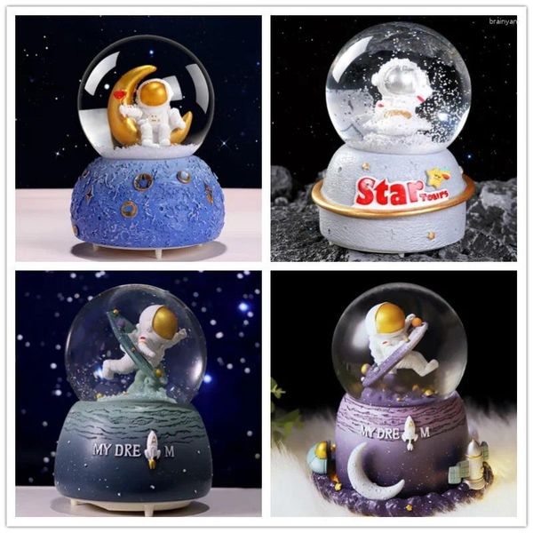 Figurines décoratifs château Crystal Ball Snow Lights Floating Boîte Sound Boîte Girl Room Decoration Christmas Saint Valentin Gift