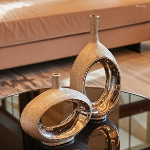 Figurines décoratives Vase en céramique salle de bain moderne montrer des pièces cadeau pour la décoration de la maison accessoires salon de luxe