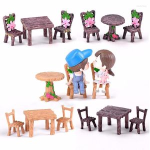 Figurines décoratines chaise table amant home ornement artisan artisan fée jardin bonsai décor miniature gâteau décoration bricolage accessoires