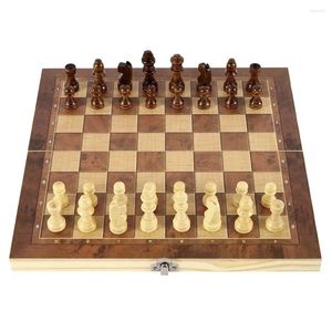 Figurines décoratines Ensemble d'échecs - Games éducatifs à planche solide portable en bois massif pliable magnétique pour les étudiants et les enfants Cadeau de Noël