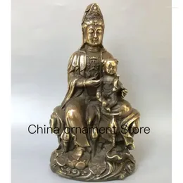 Figurines décoratives en laiton de chine, Statue artisanale Archaize pour enfant Guanyin Bodhisattva