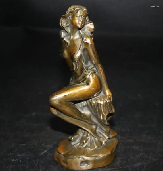 Figurines décoratives Chine en laiton Naked Girl Crafts Statue