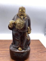Figuras decorativas China Bronce Latón Dorado Riqueza Dios Estatua Sr. Contador Financiero Artesanía de Metal Decoración del Hogar Pequeños Adornos