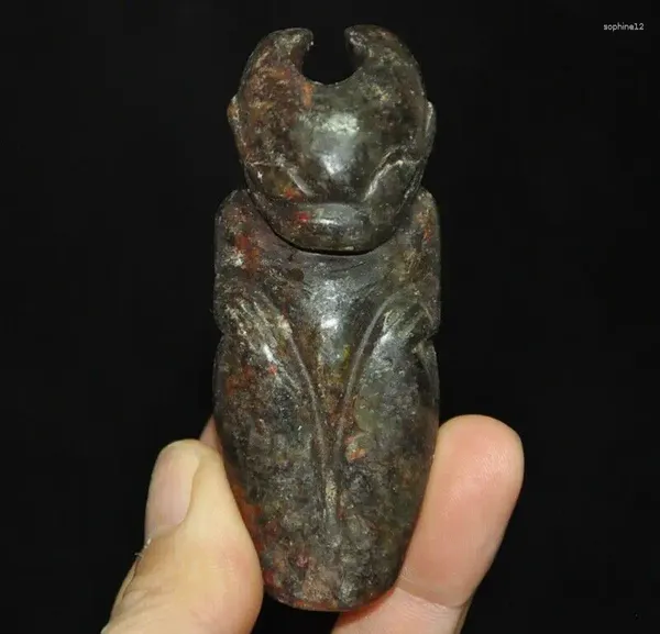 Figurines décoratives Chine Hongshan Culture Vieux Jade sculpté à la main Soleil Dieu Sacrifice Statue Pendentif