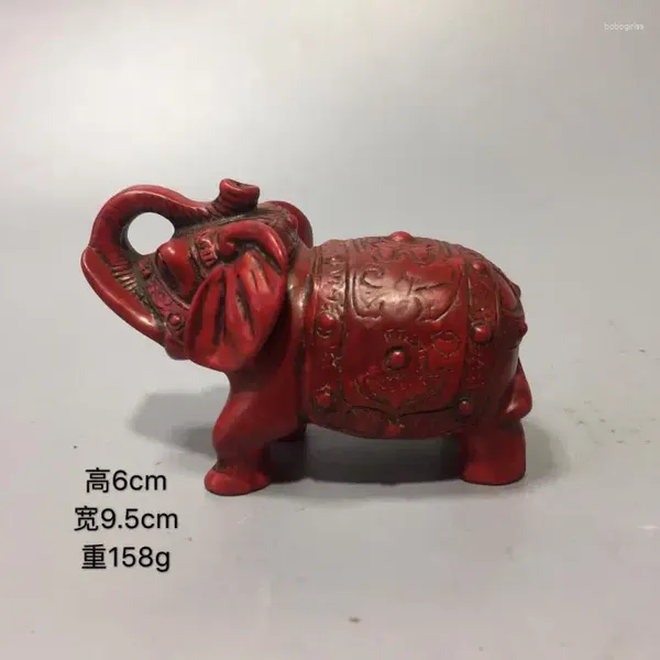 Figuritas decorativas de China, productos antiguos de Beijing, artesanía turquesa tallada en azul, Mini estatua de Animal, piedra preciosa, elefante, estatuilla de cristal