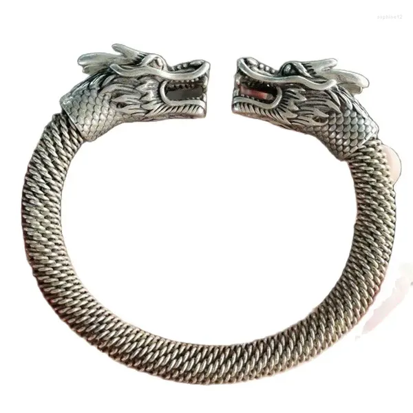 Figuras decorativas China Old Tibetan Silver Dragon Bracelet Men's