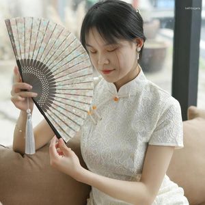 Figurines décoratives Chine Silk Portable Fan dames plié extérieurs jouer petit été cool de mariage à la main quotidienne