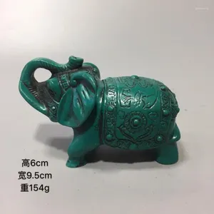 Figuras decorativas China Turquesa Turquoise Azul Tallado Mini Estatua de Animales Gémica Cristal de elefante para el hogar