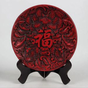 Decoratieve beeldjes Chinese antieke volksverzameling Hand gesneden fu zi patroonlakplaat