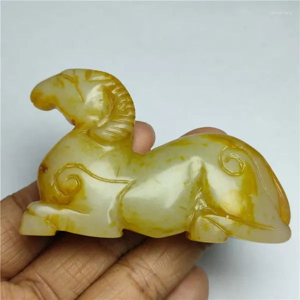 Figurines décoratives chinoises antiques Xiuyan Jade, pendentif de mouton du zodiaque, artisanat