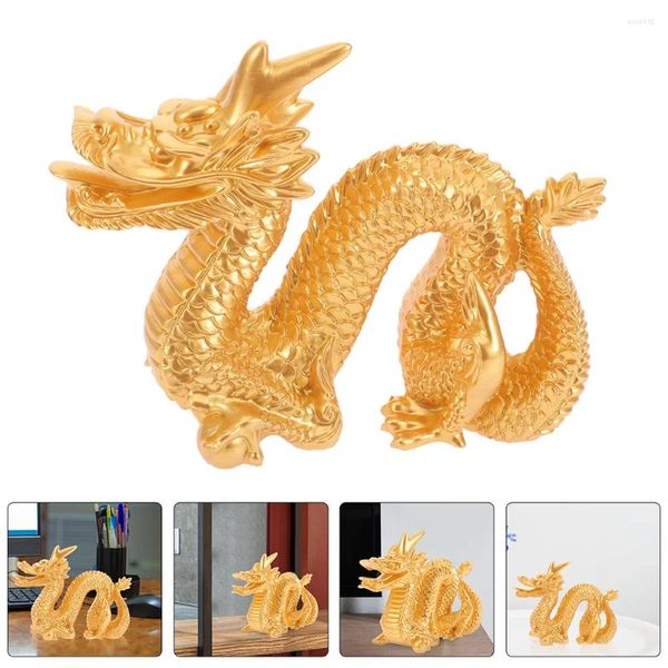 Figurines décoratives Statue de Dragon de bon augure chinois décoration modèle zodiaque résine artisanat Sculpture Table armoire étagère 11x5.5x9cm