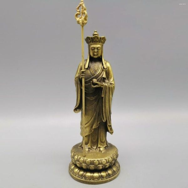 Figuras decorativas Budismo chino Tienda Tierra de latón Ksitigarbha Bodhisattva Tangseng Buda Estatua