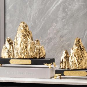 Decoratieve beeldjes Chinese creatieve gouden berg zilveren decoratie veranda wijnkast tv -kantoor High -ed Gift Light Luxe