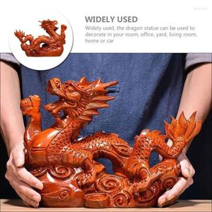 Figurines décoratives Statue de dragon chinois 2024 Zodiac Wood Figurine Mini