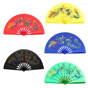 Figuras decorativas Fan Tai Chi Martial Arts Dragon Phoenix Plastic Handheld Plegable Fans Art Dance Regalo