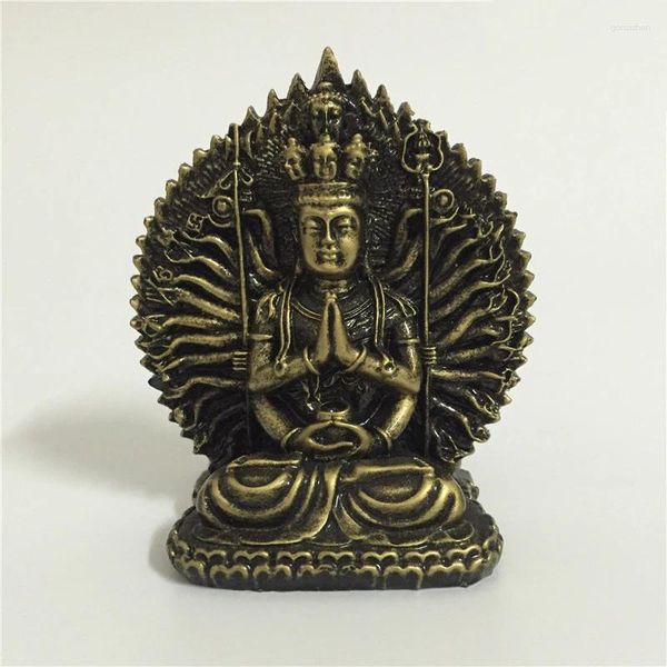 Figuras decorativas fengshui mil manos Guan yin estatua de buda resina talwan escultura decoración del hogar