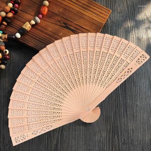 Decorative Figurines Chinese Hand-held Fan Fashion Wedding Hand Fragrant Wooden Vintage Hollow Fold Fans For Party Decoration Handcraft Gift