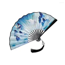 Decoratieve beeldjes Chinese Hanfu Decoraction Fan Classical Bamboo Ventilateur Large Portable Cosplay Play Feest Silk Summer Daily Folding Hand