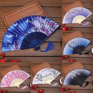 Decoratieve Beeldjes Chinese Japanse Zijde Vouwen Fan Houten Schacht Klassieke Dans Hoge Kwaliteit Kwastje Elegent Vrouwelijke Home Decor Art Craft