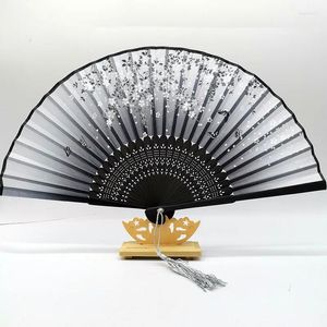 Figurines décoratives chinois japonais Silk pliant ventilateur vintage style pliable bambou fans de fans ornements de fête cadeau de fête