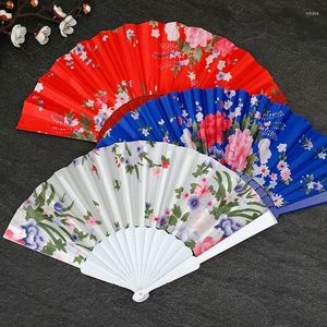 Decoratieve beeldjes Chinese Japanse stijl doek vouwventilator gedrukt plat glanzende satijnen schacht klassieke danshuis decoratie