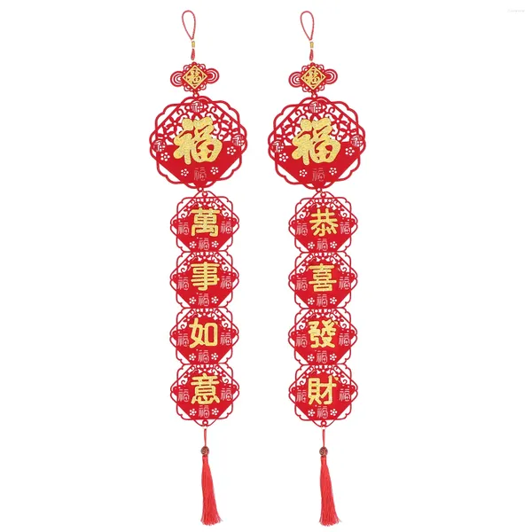 Figurines décoratives avec nœud chinois, Couplets de Festival de printemps, ornement Feng Shui en tissu feutré, fournitures de vacances
