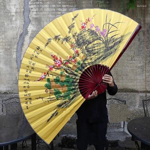 Figurines décoratives chinois grand ventilateur rétro mural en tissu cadeau fait à la main ventilateurs de salon 90 160cm maison pliante