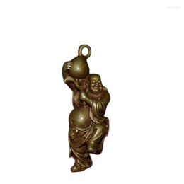 Figuras decorativas risas chinas buda maitreya collar colgante budista bronce amuleto joya gi