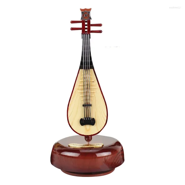 Figurines décoratives, boîte à musique de luth chinois, Instrument à Base rotative classique à remonter, cadeau artistique Miniature