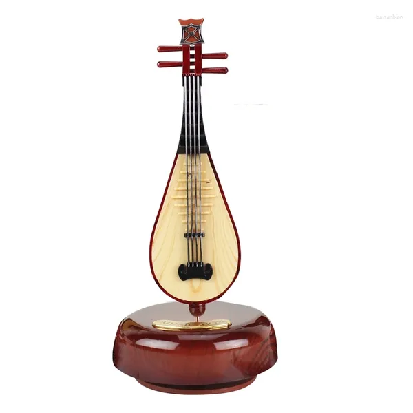 Figurines décoratives, boîte à musique de luth chinois, Instrument à Base rotative classique à remonter, cadeau artistique Miniature