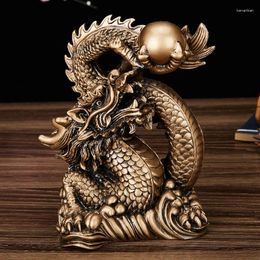 Figurines décoratives Mascot chinois Ornements Tamron Resin Sculpture Dragon Lucky Statue Gold Couleur et Décoration de la maison en cuivre antique