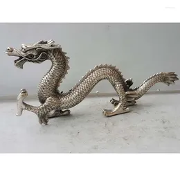 Figurines décoratives chinois miao argent fait main à la main de la main de la ville de dragon de bon augure statue