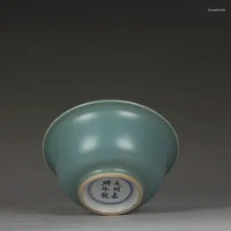 Decoratieve beeldjes Chinese Ming Jiajing Sky Blue Glaze Porcelain Bowl 4,53 inch