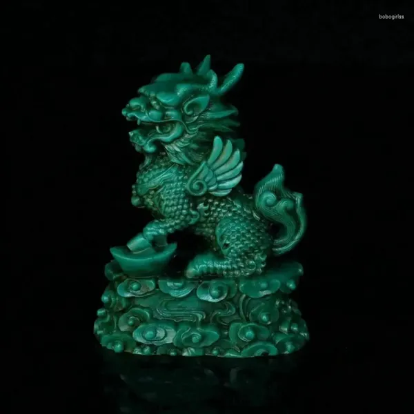 Figurines décoratives chinoises Turquoise Natural Turquoise Habding Habding Exquis Kylin Statues