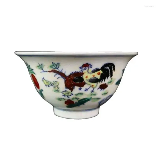Figurines décoratives chinois vieille porcelaine cheghua dou cai poulet poule de motif bol