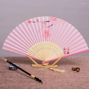 Decoratieve beeldjes Chinese stijl Klassiek vakmanschap Bamboo Decor Ladies Hand Japanse fans Fabric Fan Vouwbaar dansen Small