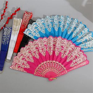 Decoratieve beeldjes Chinese stijl doek vouwen fan kunst ambacht cadeau hand klassieke dans bruiloft feest po rekwisieten zomer koeler huisdecorat