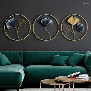 Decoratieve beeldjes Chinese stijl ingang hangende bank tv achtergrond muur decoratie modern metaal ginkgo blad