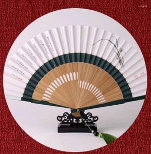 Decoratieve Beeldjes Chinese Stijl Opvouwbare Fan Voor Vrouwen Katoenen Doek Klassieke Inkt Bamboe Bruiloft Ambachten Thuis Dagelijks Gebruik Handleiding