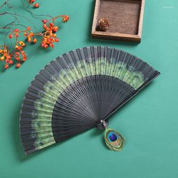 Decoratieve beeldjes Chinese stijl Peacock Fan Exquisite Silk Special Gift Folding Dans Women's Home Decoration Ornamenten Craft