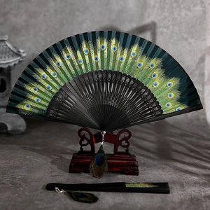 Figurines décoratives de style chinois ventilateur de paon bambou plume artisanat classique danse feme