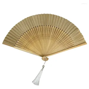 Figurines décoratives Fan de bambou en soie de style chinois avec os évidé pour pique-nique et plage
