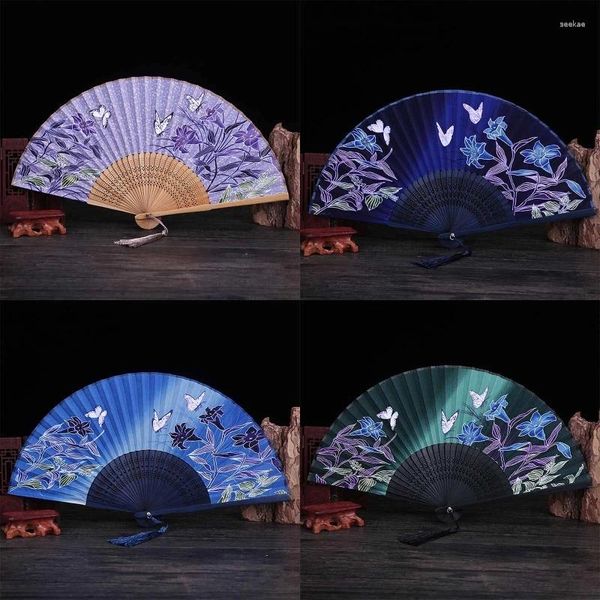 Figurines décoratives Style chinois Vintage ventilateur pliant de poche avec motif imprimé gland pour la fête de danse de mariage Cheongsam Costum