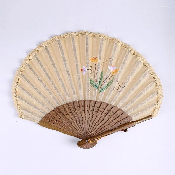 Figuras decorativas Fan de boda de estilo chino Summer amantes de la danza Cool Fans Mini Shell Small Exquisite Tassel Craft Algodón