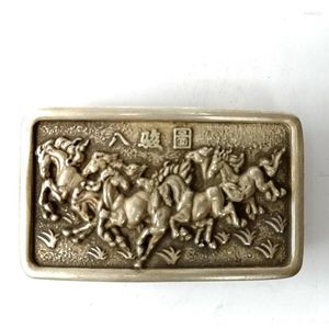 Figurines décoratives chinois tibet argent sculpture huit couleurs de cheval de décoration bouton de décoration