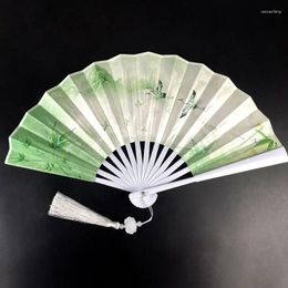Decoratieve beeldjes Chinese vintage stijl opvouwbare ventilator 8 inch plastic handvat oude heren en dames zomer cool kunstcadeau