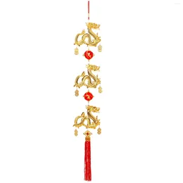 Figurines décoratives Année chinoise Décoration suspendue 2024 The Dragon Knot Gold Feng Shui Pendants Car Spring Festival Luck
