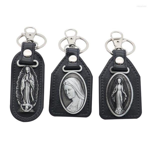 Figurines décoratives chrétien porte-clés métal saintes femmes catholique pendentif ornement religieux pour bricolage à la main voiture porte-clés cadeau fournitures